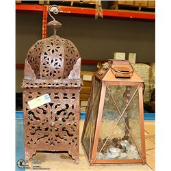 PAIR OF HANGING CANDLE LANTERNS