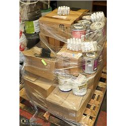 PALLET OF ASSORTED PAINT AND MORE