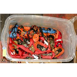 CLEAR TOTE OF RATCHET STRAPS