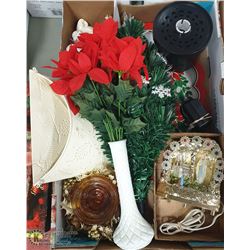 BOX OF ASSORTED CHRISTMAS INCLUDING XMAS TREE 26"
