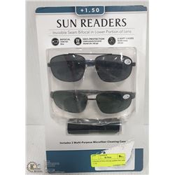 2 PACK SUNGLASS READERS W/CASE +1.50