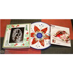LOT OF 3 ASSORTED SERVING PLATTERS.