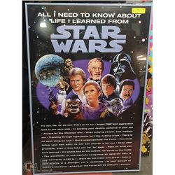 STAR WARS FRAMED POSTER 36" TALL X 24" WIDE