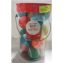MERRY & BRIGHT FESTIVE BUCKET O' DOG TOY BALLS,