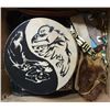 Image 1 : BOX NATIVE ITEMS - DRUMS, MOCCASINS, NECKLACE
