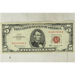 1963 US $5 RED SEAL NOTE