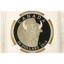 2014 CANADA SILVER $20 THE BISON "A PORTRAIT''