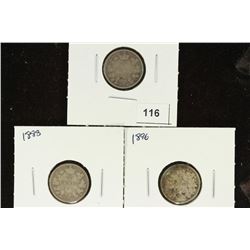 1882, 1888 & 1896 CANADA SILVER 10 CENTS