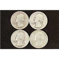 1944-S, 1945, 1950-S & 1964-D WASHINGTON SILVER