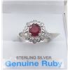 Image 1 : Sterling Silver Ruby & Cubic Zirconia Ring