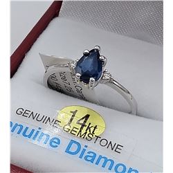 White Gold & Blue Sapphire & Diamond Ring