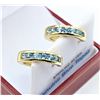 Image 1 : Yellow Gold Blue Topaz Hoop Earrings
