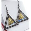 Image 2 : Yellow & Black Gold Plated Sterling Silver Diamond Earrings