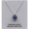Image 1 : Sterling Silver Sapphire & Cubic Zirconia Pendant