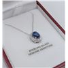 Image 2 : Sterling Silver Sapphire & Cubic Zirconia Pendant