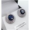Image 2 : Sterling Silver Blue Sapphire & Cubic Zirconia Earrings