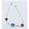 Image 3 : White Gold & Blue Topaz,Garnet & White Sapphire Bracelet