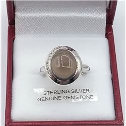 Sterling Silver Smokey Quartz & White Sapphire Ring