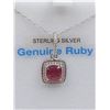 Image 1 : Sterling Silver Ruby & Cubic Zirconia Pendant