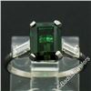 Image 2 : Vintage 18kt White Gold 2.62 ctw Green Tourmaline Solitaire and Diamond Ring