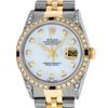 Image 2 : Rolex Mens 2 Tone Lugs MOP Diamond & Sapphire 36MM Oyster Perpetual Datejust