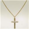 Image 2 : Antique Esemco 14kt Two Tone Gold Diamond Cross Pendant Necklace
