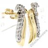 Image 4 : 14kt White and Yellow Gold 0.60 ctw Round Diamond Wing Flame Drop Earrings