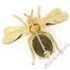 Image 5 : Vintage 14kt Yellow Gold 6.04 ctw Smokey Topaz and Ruby Fly Brooch Pin