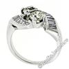 Image 6 : Art Deco Platinum 1.48 ctw Old European and Baguette Cut Diamond Bypass Ring