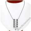 Image 3 : 18kt White Gold 1.15 ctw Black Onyx and Diamond Flower Dangle Pendant Necklace