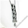 Image 5 : 18kt White Gold 1.15 ctw Black Onyx and Diamond Flower Dangle Pendant Necklace