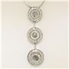 Image 3 : Vintage 18K White Gold 2.59 ctw 3 Rose Cut Diamond Drop Pendant w/ Triple Halo