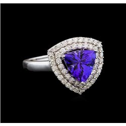 14KT White Gold 1.82 ctw Tanzanite and Diamond Ring