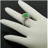 Image 6 : 14k Two Tone Gold Pear Jade & Large Diamond Accents w/ Halo 2.89 ctw Ring