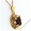 Image 4 : Vintage Handmade 14kt Rose and Green Gold 3.50 ctw Garnet Floral Pendant Necklac