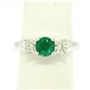 Image 5 : 14k White Gold GIA Emerald & Diamond 3 Stone 1.50 ctw Engagement Right Hand Ring