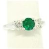 Image 7 : 14k White Gold GIA Emerald & Diamond 3 Stone 1.50 ctw Engagement Right Hand Ring
