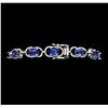 Image 4 : 12.46 ctw Oval Mixed Blue Sapphire And Round Brilliant Cut Diamond Bracelet - 14