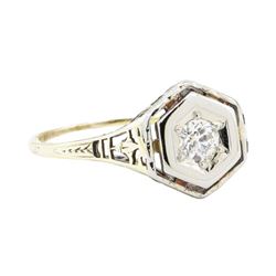 0.24 ctw Old Mine Cut Diamond Ring - 14KT Yellow And White Gold