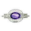 Image 1 : Vintage 10kt White Gold 10.53 ctw Oval Amethyst Etched Filigree Brooch