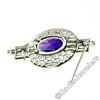 Image 5 : Vintage 10kt White Gold 10.53 ctw Oval Amethyst Etched Filigree Brooch