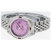 Image 9 : Rolex Ladies Stainless Steel Pink Diamond & Channel Ruby Datejust Wristwatch