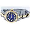 Image 9 : Rolex Ladies 2 Tone Blue Vignette Diamond 26MM Oyster Perpetual Datejust Wristwa