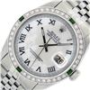 Image 2 : Rolex Mens Stainless Steel Silver MOP Roman 36MM Diamond & Emerald Datejust