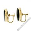 Image 3 : Vintage 14kt Yellow Gold Bezel Set Oval Black Onyx Button Screw-On Earrings