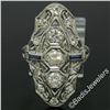 Image 6 : Art Deco Platinum 1.20 ctw Old European Diamond Long Filigree Dinner Ring