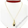 Image 3 : 14kt Yellow Gold Pear Cabochon Black Onyx Open Pendant Necklace