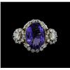 Image 2 : 3.77 ctw Tanzanite and Diamond Ring - 14KT White Gold