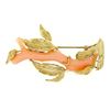 Image 1 : Vintage 14kt Yellow Gold Large Natural Angel Skin Coral Branch & Leaf Brooch