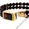 Image 6 : Vintage 14kt Gold 12.74 ctw Emerald Cut and Bead Garnet Bracelet w/ Diamond Acce